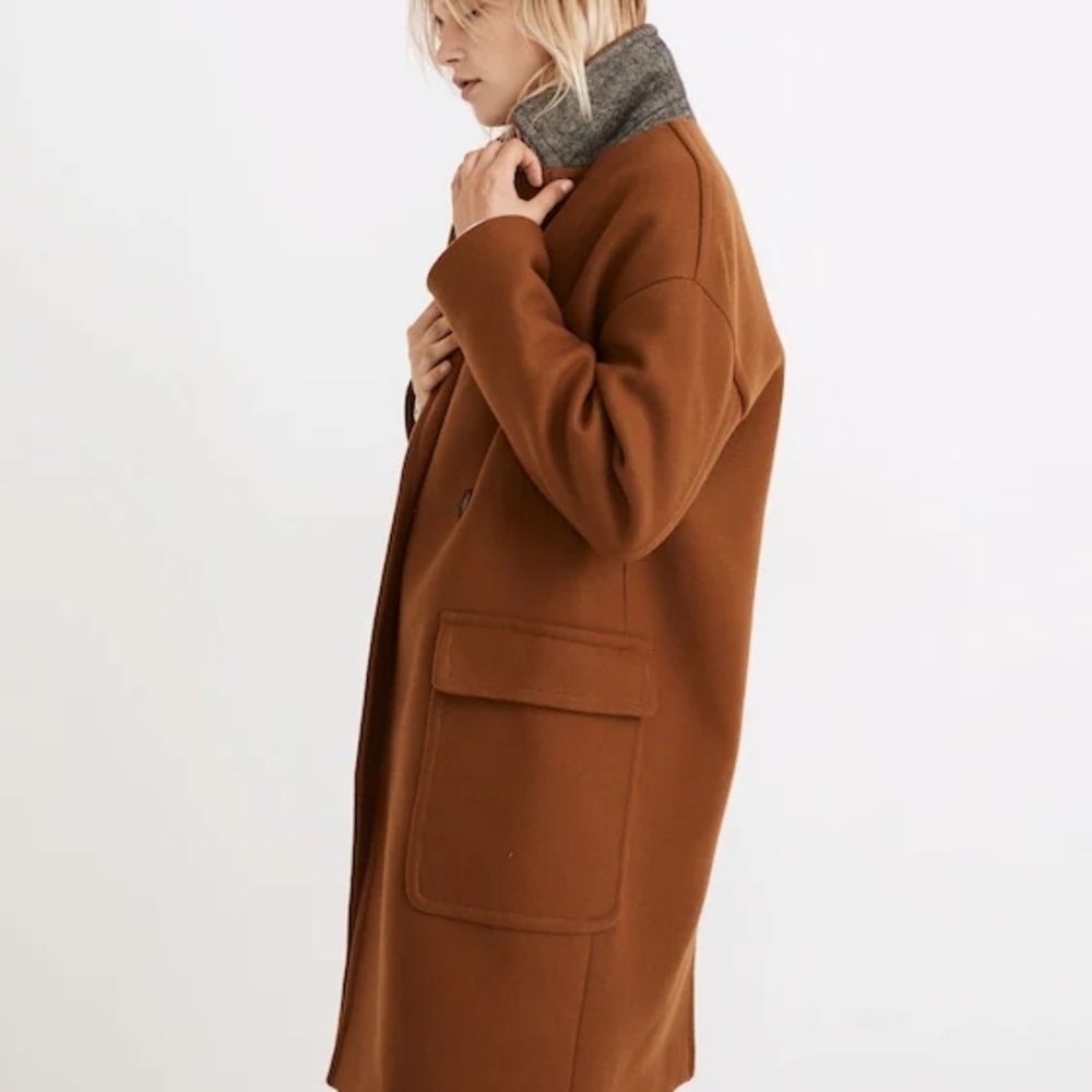 Women's Brown Double-Breasted Coat - Picture 4 of 9